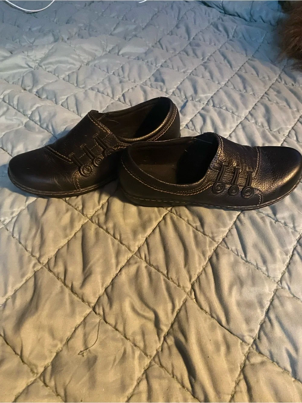 Clarks Black Leather Slip-On Loafers